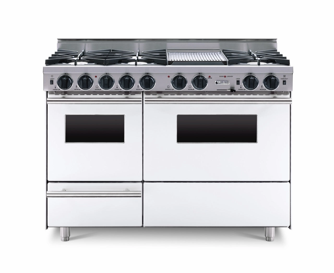 Chicago Brick Oven - 48 True Dual-Fuel Self-Cleaning Convection Range - Open Burners