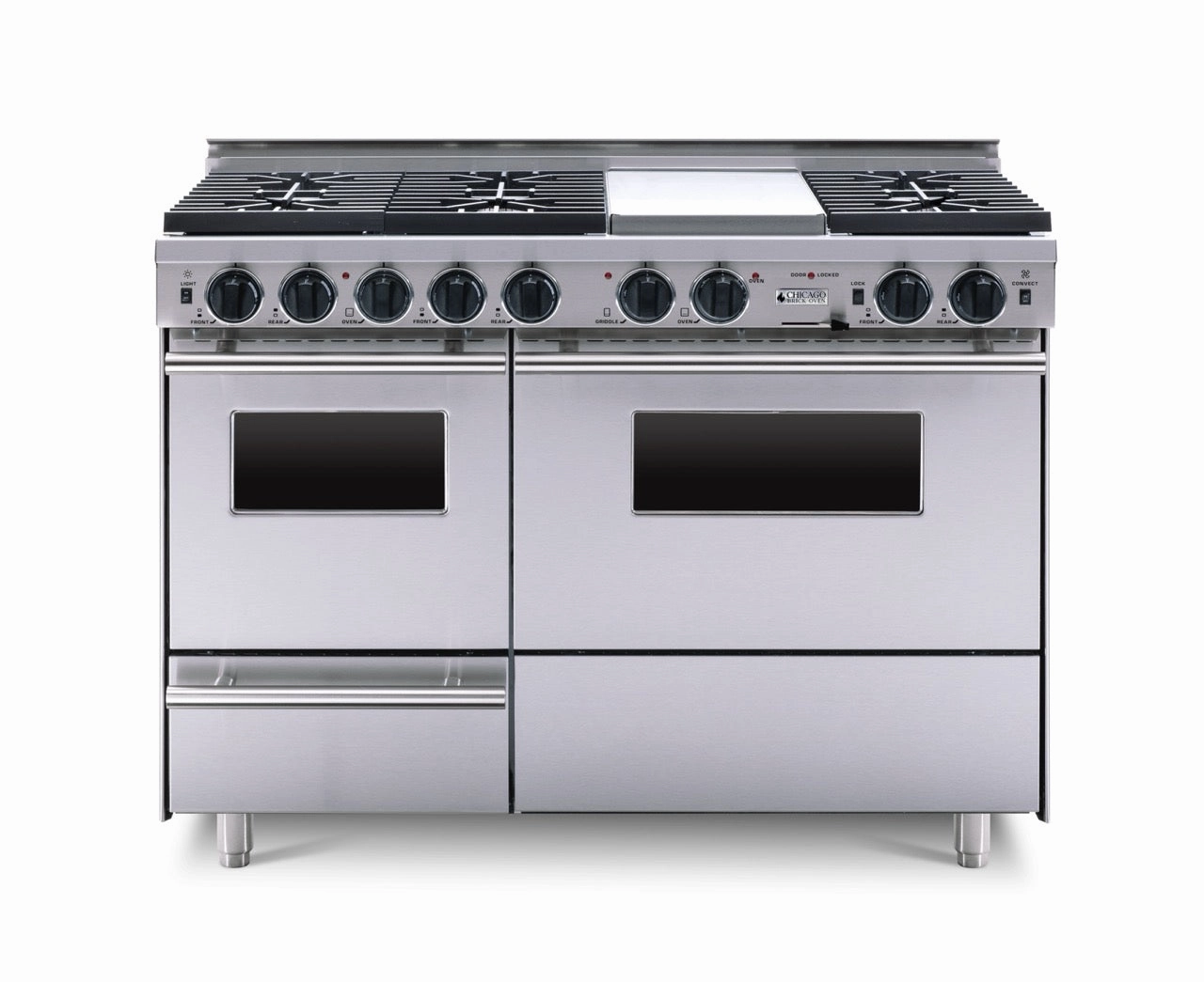 Chicago Brick Oven - 48 True Dual-Fuel Self-Cleaning Convection Range with Sealed Burners
