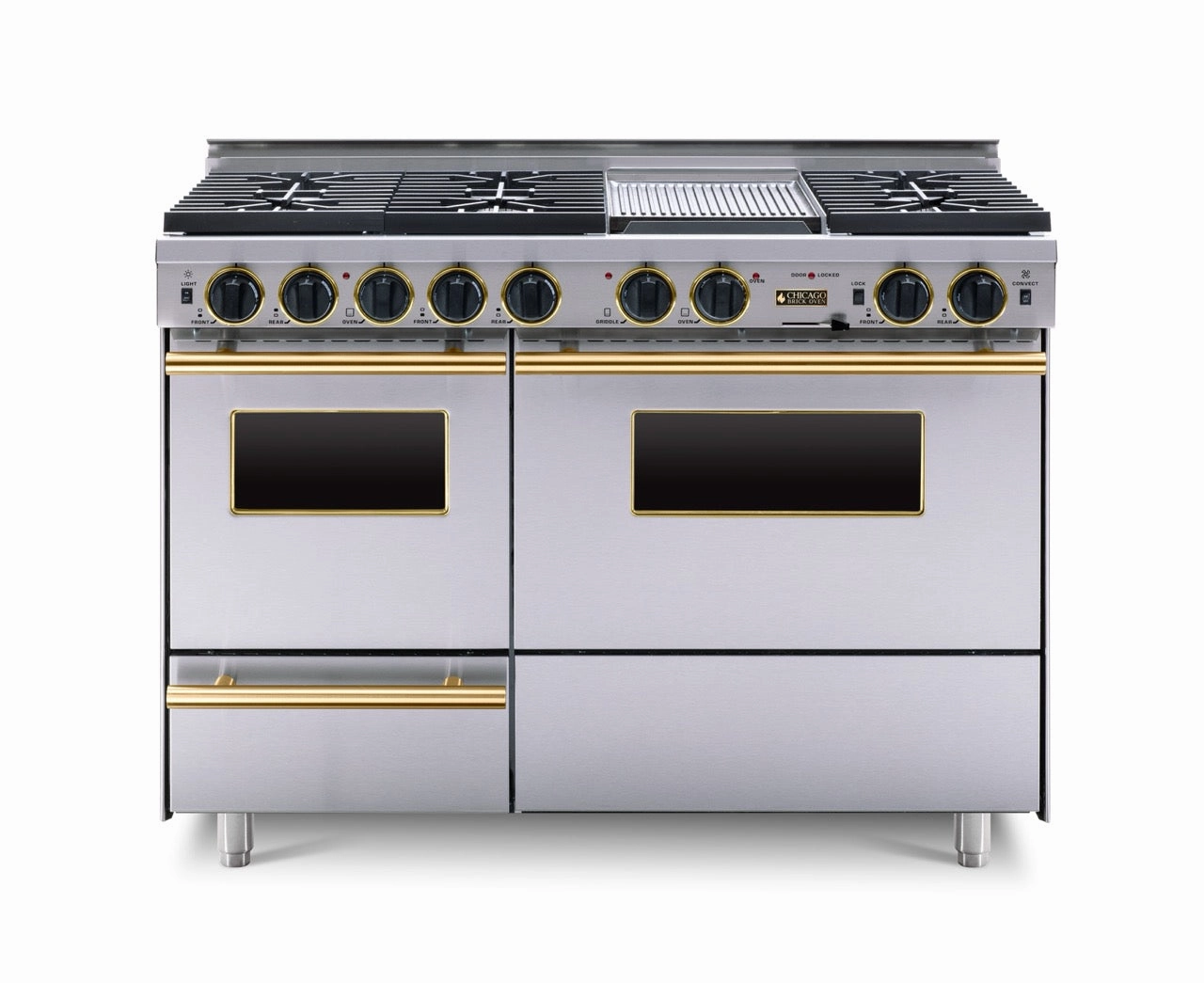 Chicago Brick Oven - 48 True Dual-Fuel Self-Cleaning Convection Range with Sealed Burners