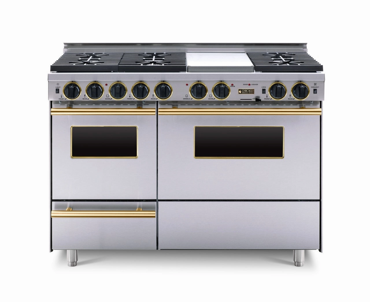 Chicago Brick Oven - 48 True Dual-Fuel Self-Cleaning Convection Range with Sealed Burners