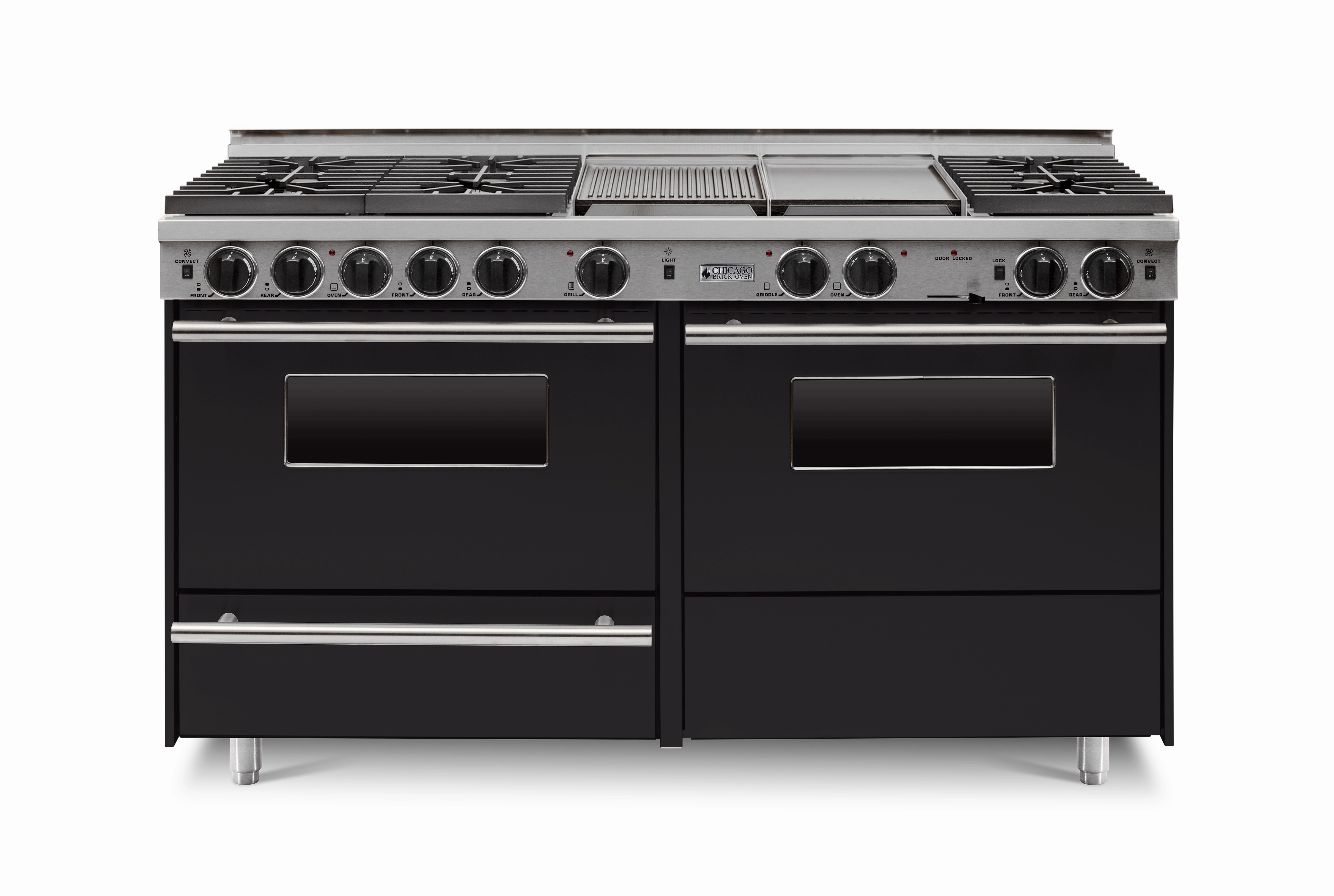 Chicago Brick Oven - 60 LP Gas True Dual-Fuel Self-Cleaning Convection Range - Sealed Burners