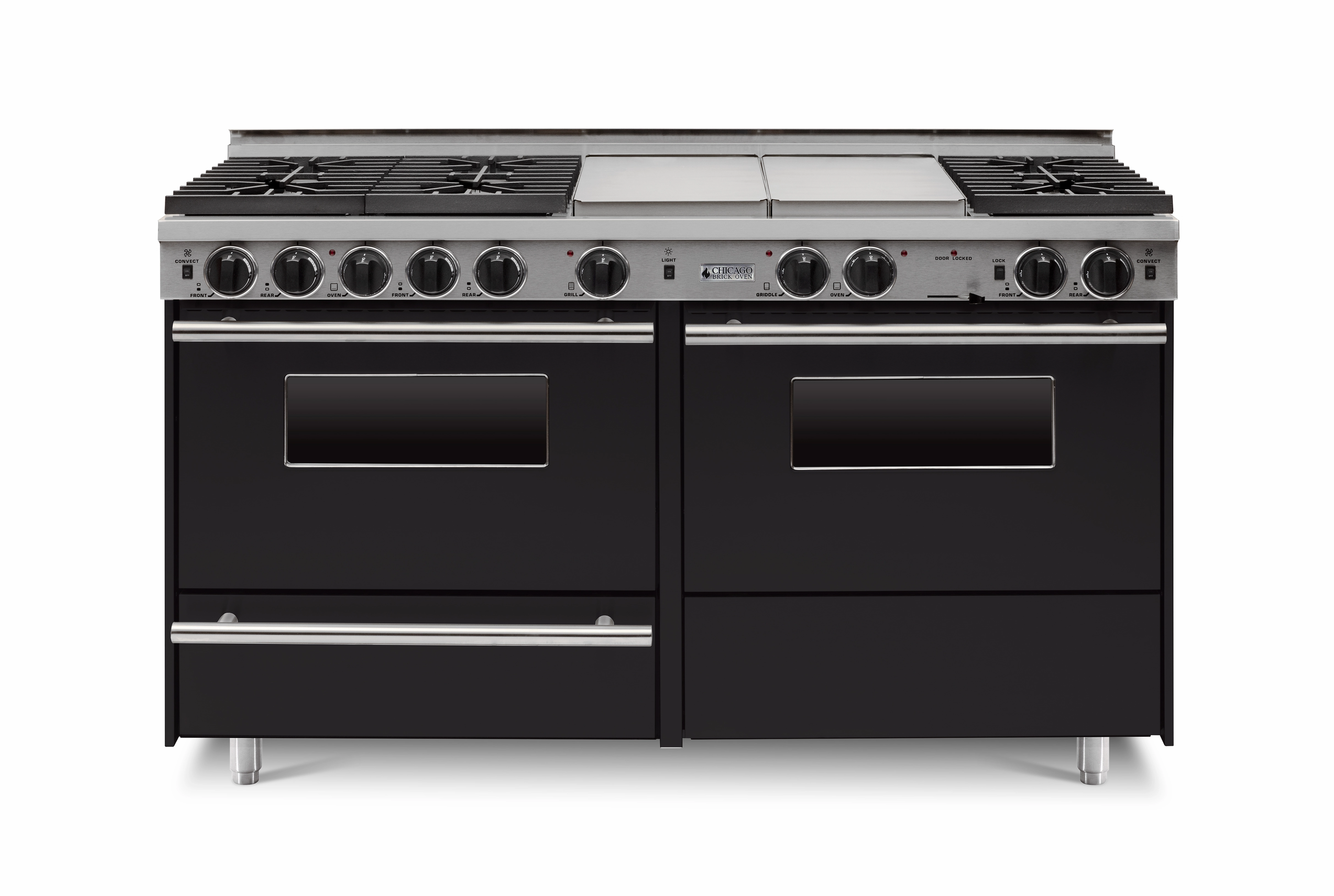 Chicago Brick Oven - 60 LP Gas True Dual-Fuel Self-Cleaning Convection Range - Sealed Burners