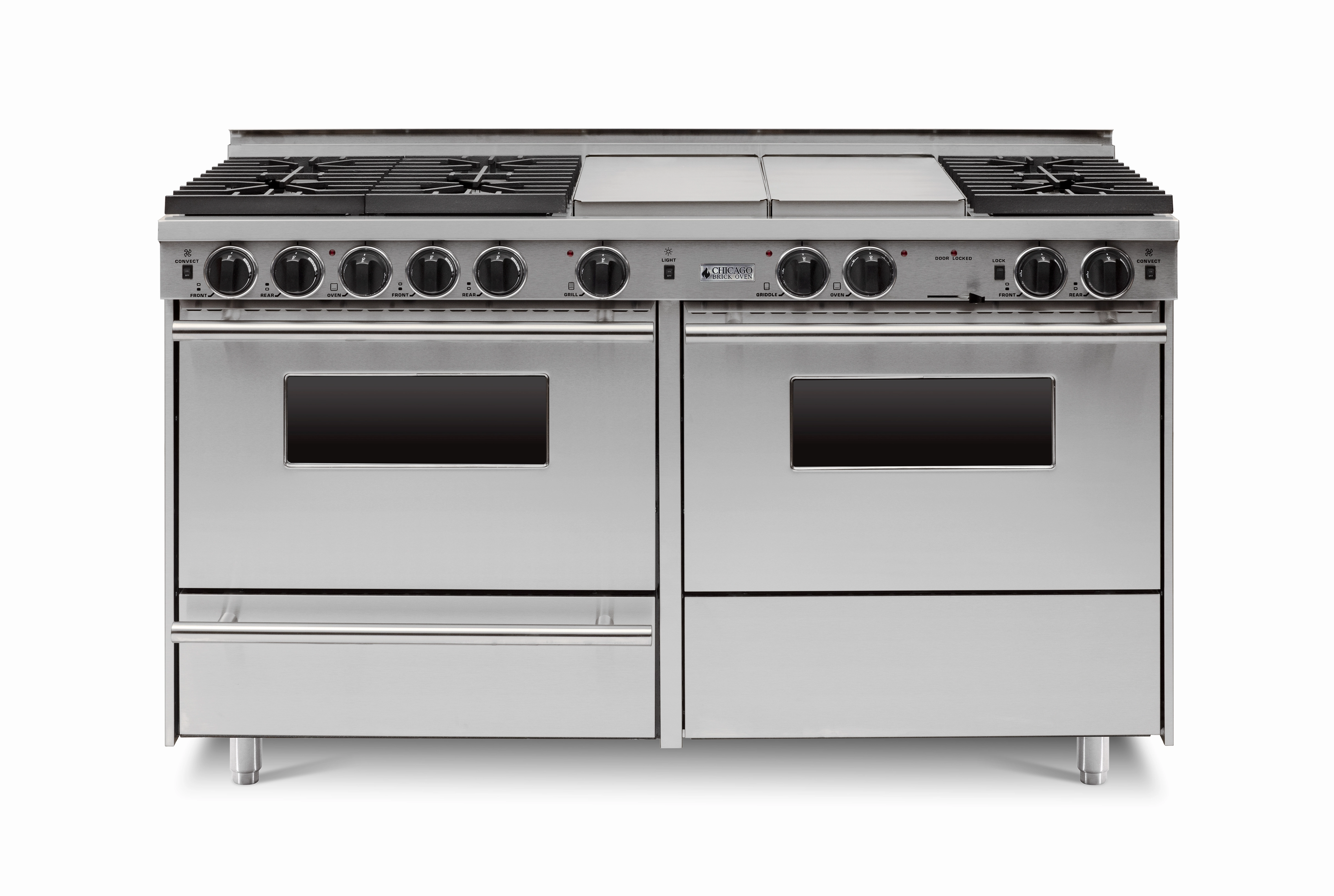 Chicago Brick Oven - 60 True Dual-Fuel Self-Cleaning Convection Range - Sealed Burners