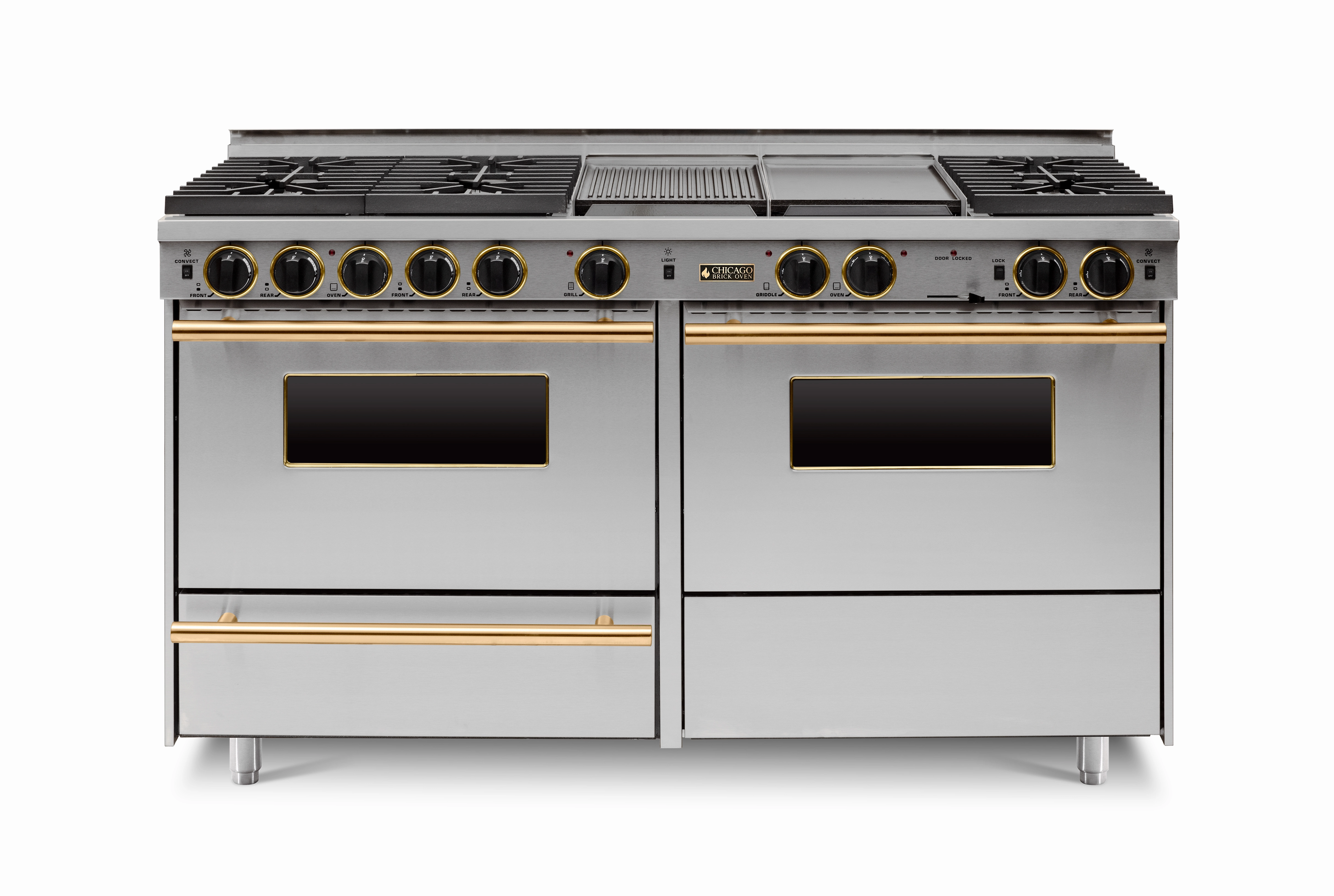 Chicago Brick Oven - 60 True Dual-Fuel Self-Cleaning Convection Range - Sealed Burners