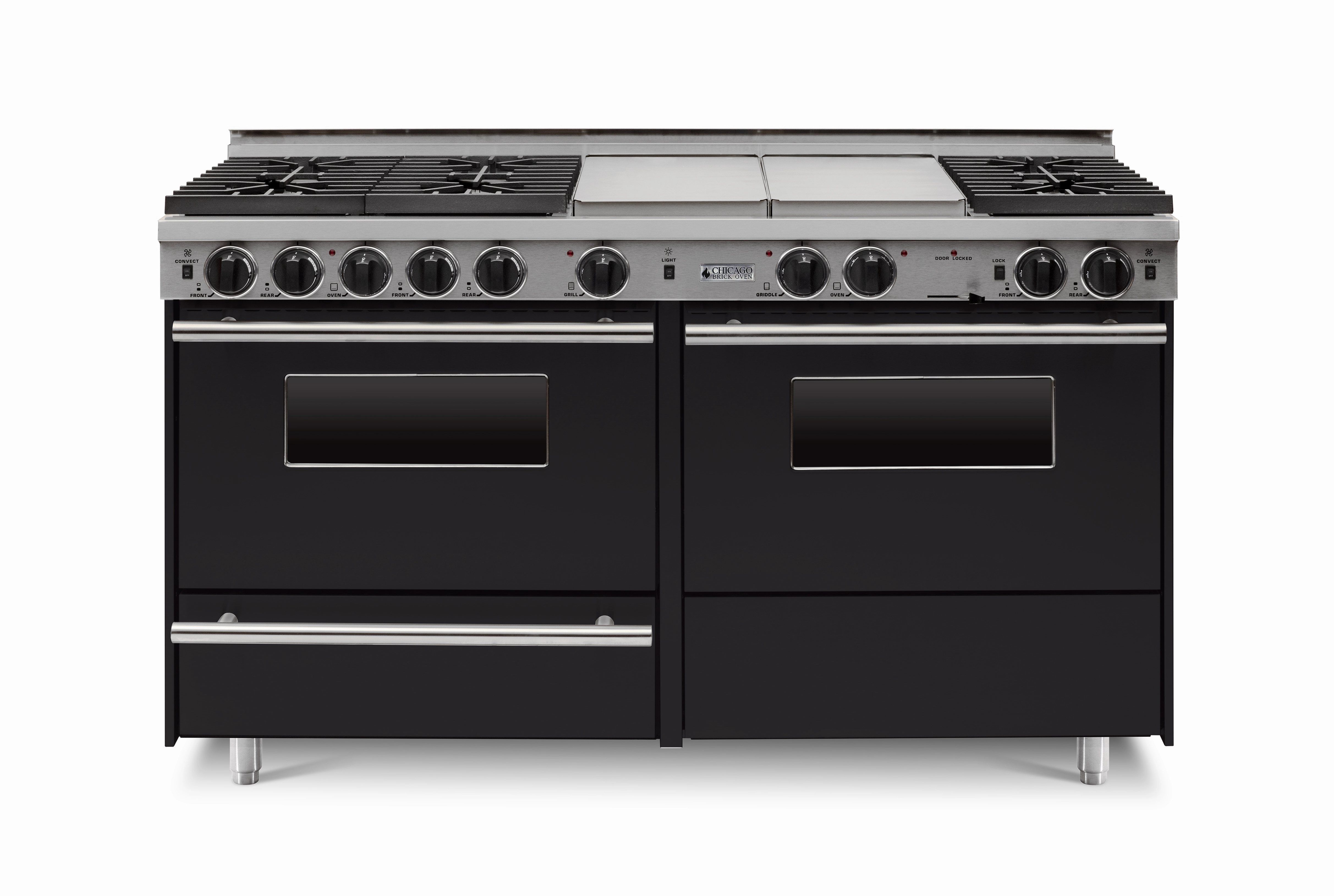 Chicago Brick Oven - 60 True Dual-Fuel Self-Cleaning Convection Range - Sealed Burners