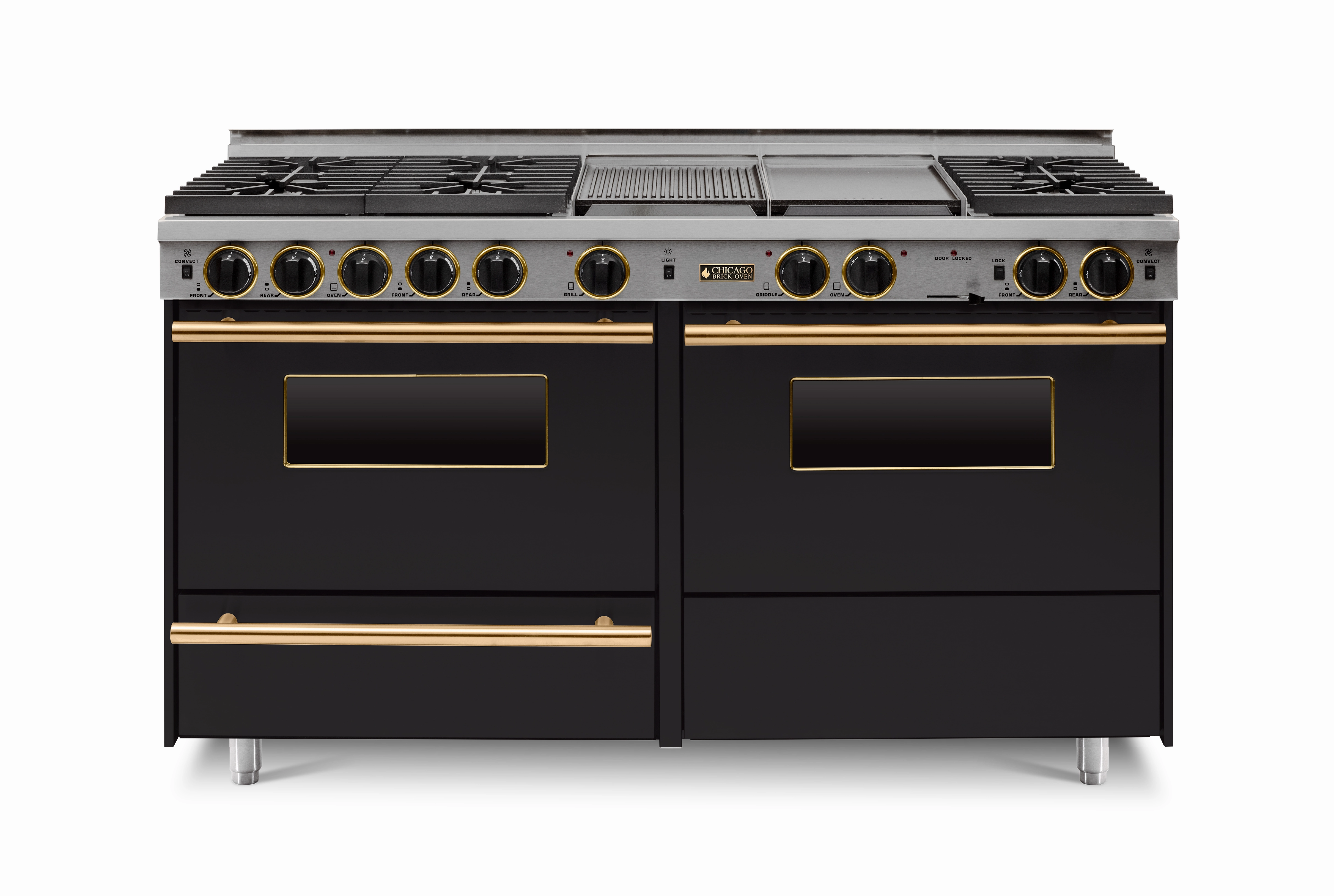 Chicago Brick Oven - 60 True Dual-Fuel Self-Cleaning Convection Range - Sealed Burners