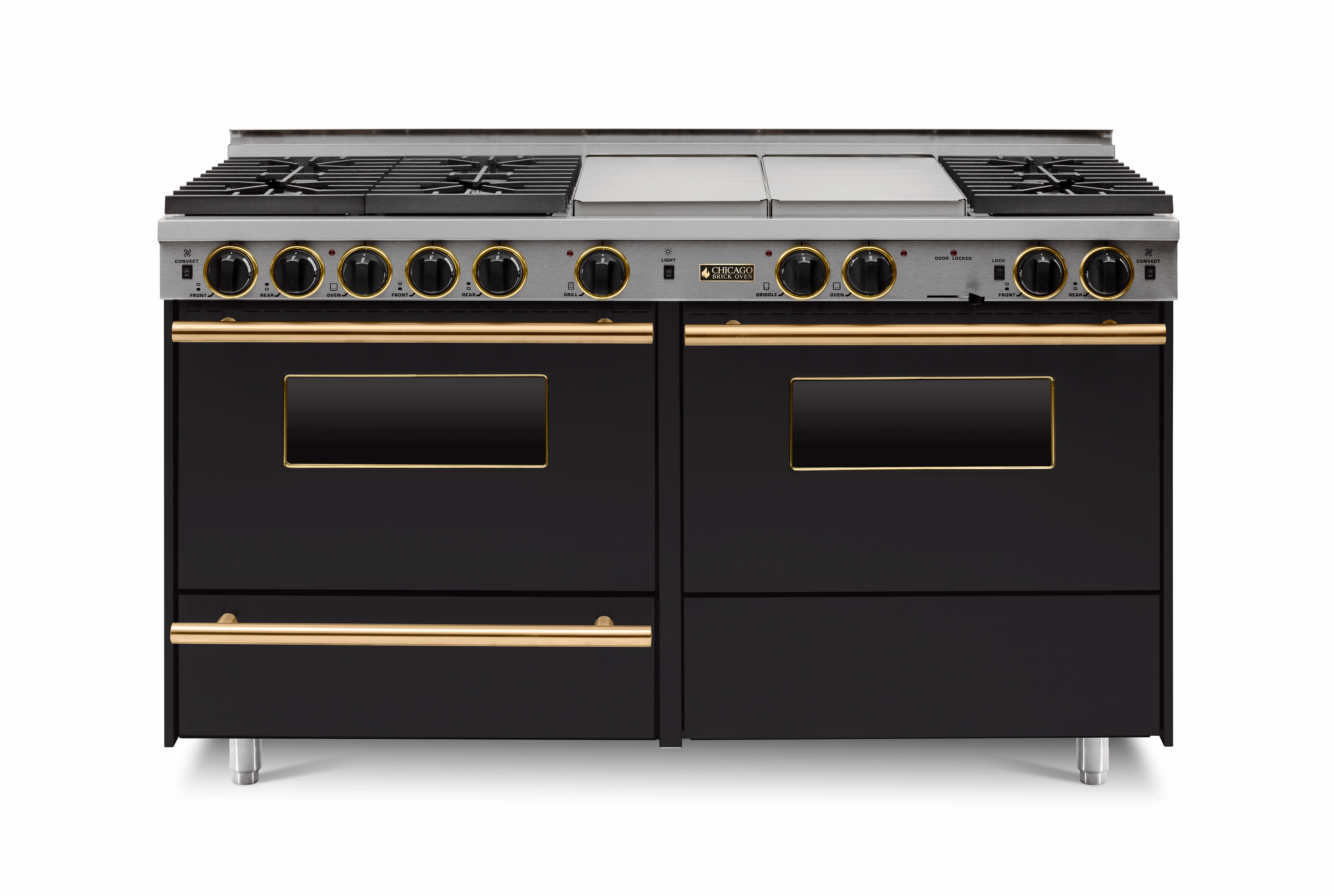 Chicago Brick Oven - 60 True Dual-Fuel Self-Cleaning Convection Range - Sealed Burners