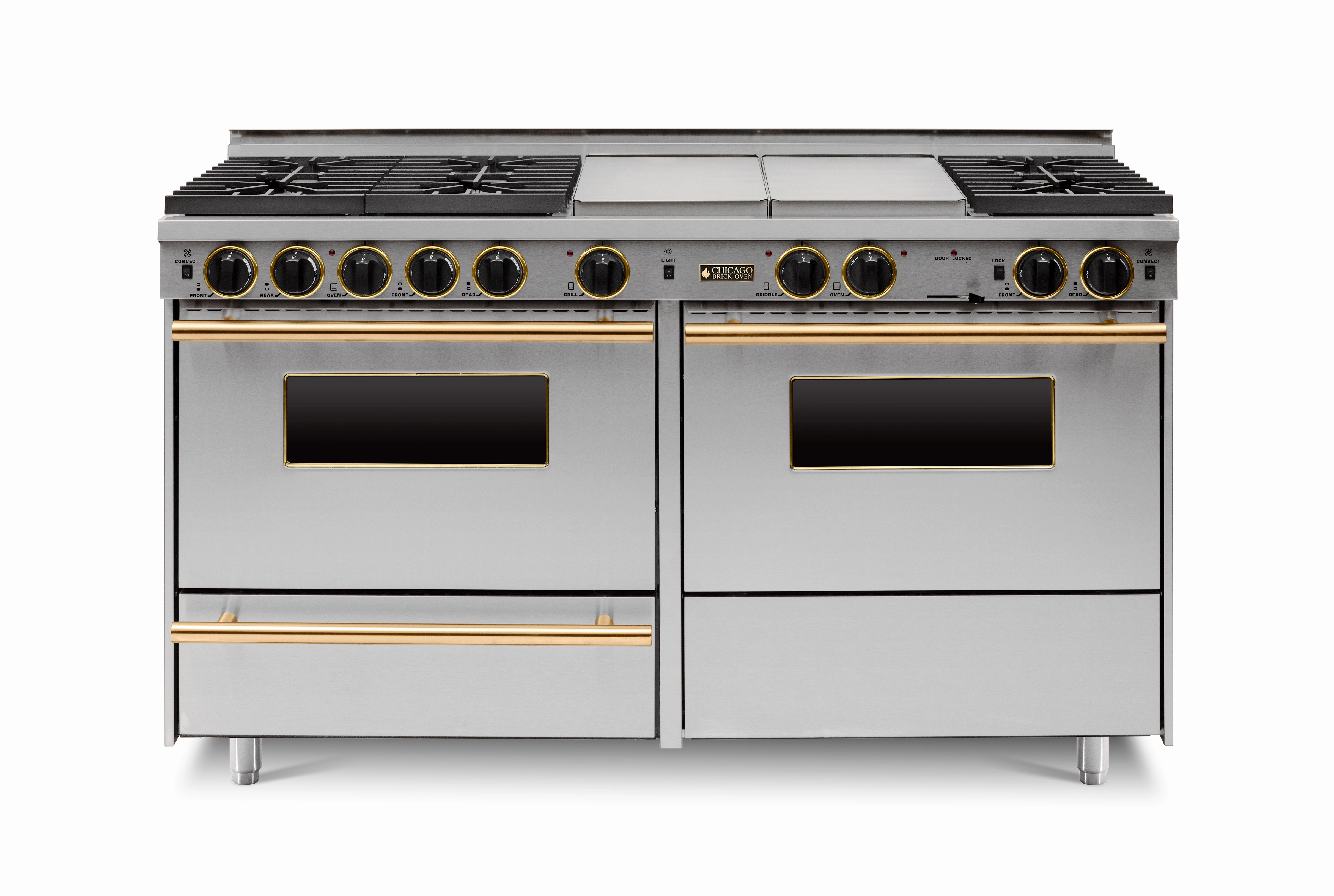 Chicago Brick Oven - 60 True Dual-Fuel Self-Cleaning Convection Range - Sealed Burners