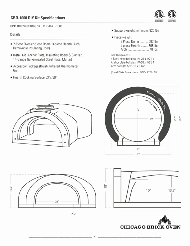 Chicago Brick Oven - CBO 1000 DIY Kit | Wood Fired Pizza Oven | Take It To The MAX | 53 x 39 Cooking Surface