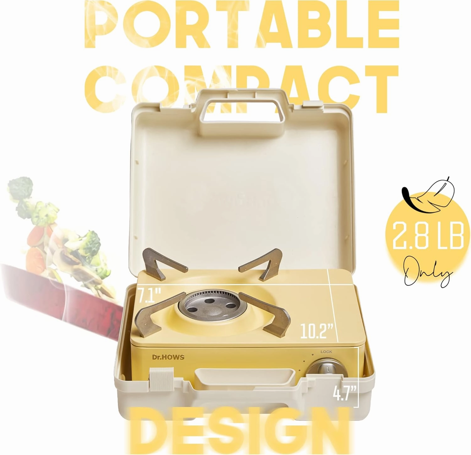 Dr.HOWS Twinkle Mini Camping Stove Burner - Portable Butane Stove for Camping. Picnic. Outdoor - Single Burner Camp Stove with Carrying Case - Lemon