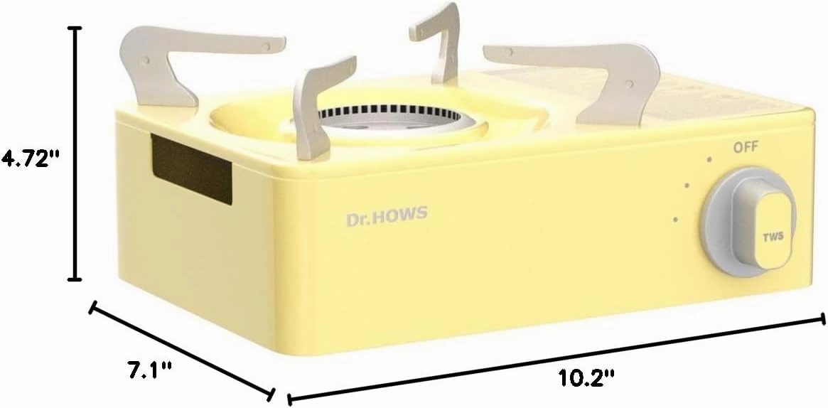 Dr.HOWS Twinkle Mini Camping Stove Burner - Portable Butane Stove for Camping. Picnic. Outdoor - Single Burner Camp Stove with Carrying Case - Lemon