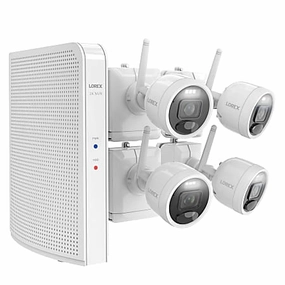 Lorex L42481-4AA4-E 2K 4.0-MP 8-Camera-Capable 1-TB NVR System with 4 Outdoor Wi-Fi Battery Security Cameras. White. L42481-4AA4-E