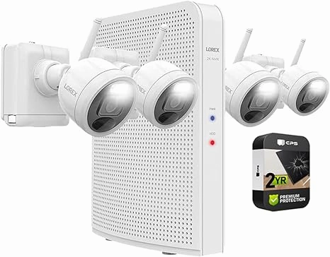 Lorex L4248D-4AA4-E 2K 4.0-MP 8-Camera-Capable 32-GB NVR System with 4 Outdoor Wi-Fi Battery Security Cameras. White. L4248D-4AA4-E