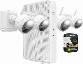 Lorex L4248D-4AA4-E 2K 4.0-MP 8-Camera-Capable 32-GB NVR System with 4 Outdoor Wi-Fi Battery Security Cameras. White. L4248D-4AA4-E