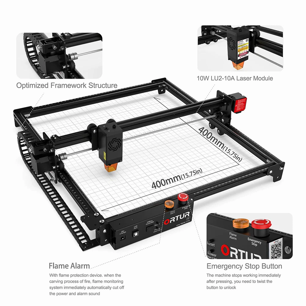 Ortur LM2 Pro S2 Laser Engraving & Cutting Machine 15.000mm/min 10W & 5W