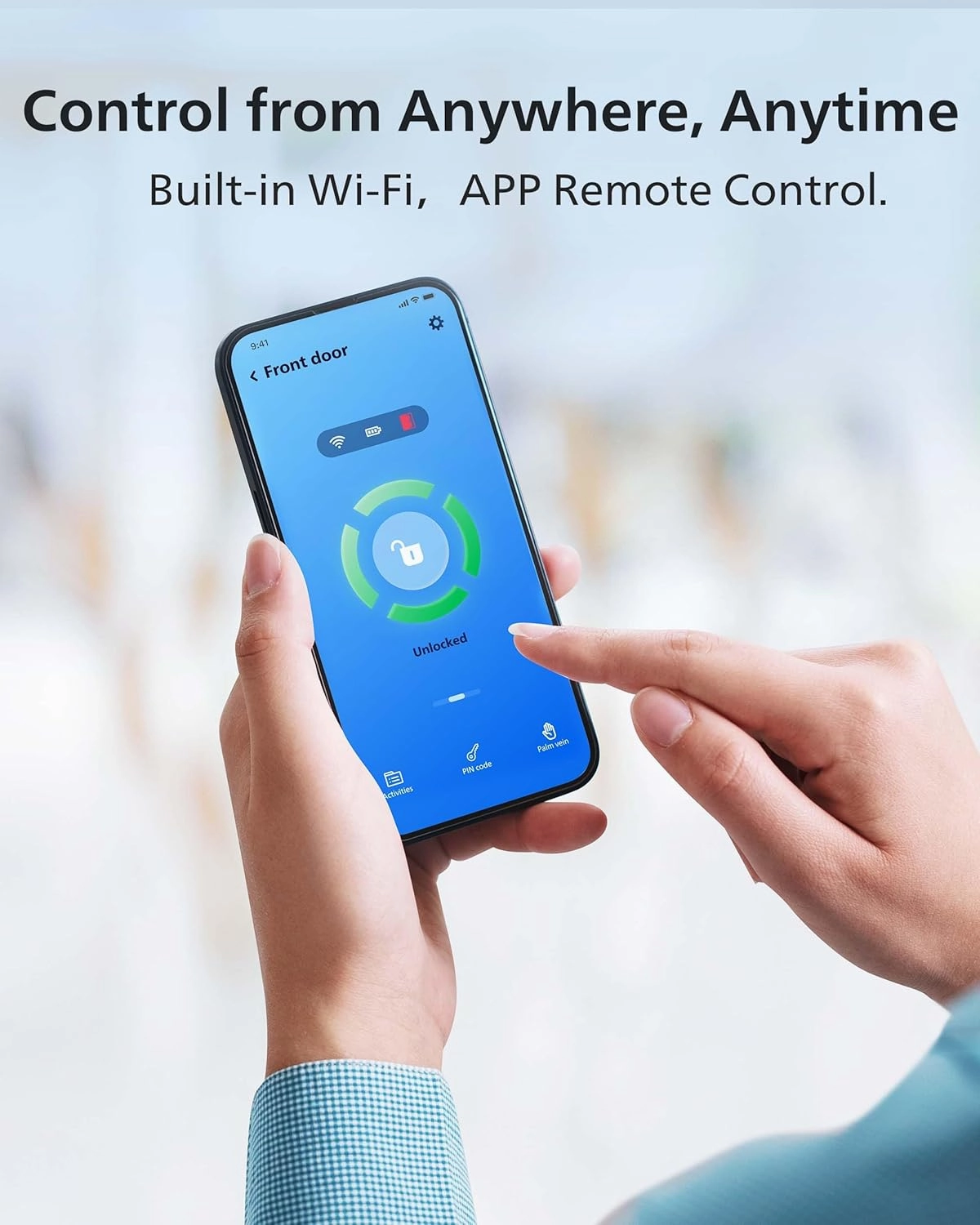 Philips 2-in-1 Combo Unit- Wi-Fi Palm Recognition Smart Deadbolt Door Lock with Wireless Doorbell