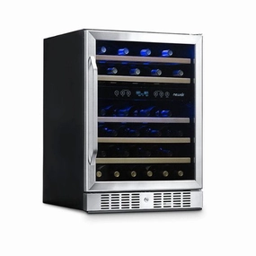REFURB Newair 24 Dual Zone Wine Fridge w/ Beech Wood Shelves. 46 Bottles