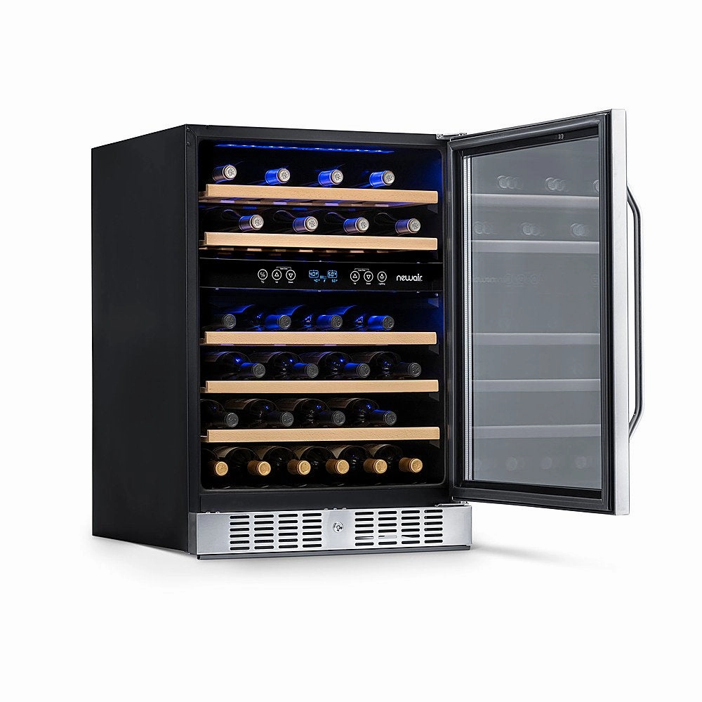 REFURB Newair 24 Dual Zone Wine Fridge w/ Beech Wood Shelves. 46 Bottles