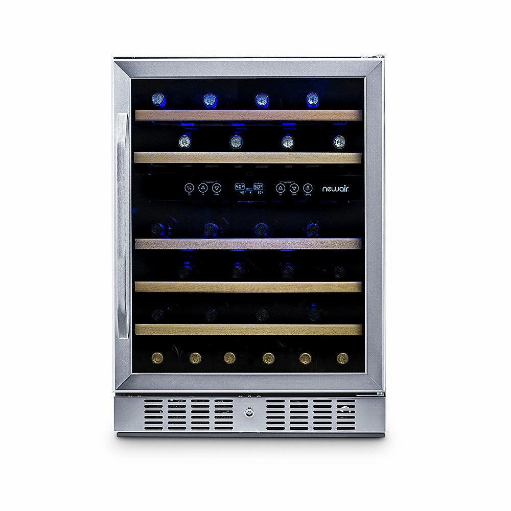 REFURB Newair 24 Dual Zone Wine Fridge w/ Beech Wood Shelves. 46 Bottles