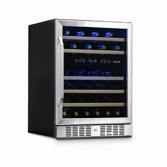REFURB Newair 24 Dual Zone Wine Fridge w/ Beech Wood Shelves. 46 Bottles