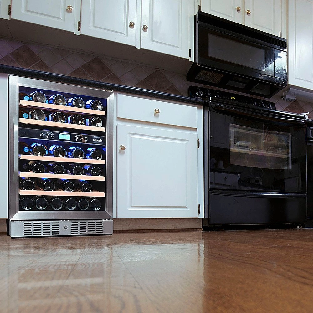 REFURB Newair 24 Dual Zone Wine Fridge w/ Beech Wood Shelves. 46 Bottles