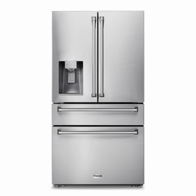 Thor Kitchen TRF3601FD 36 Inch Professional French Door Refrigerator with Ice and Water Dispenser. Counter Depth in Stainless Steel