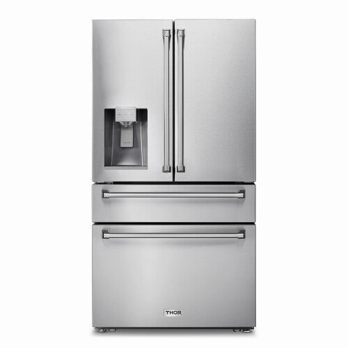 Thor Kitchen TRF3601FD 36 Inch Professional French Door Refrigerator with Ice and Water Dispenser. Counter Depth in Stainless Steel