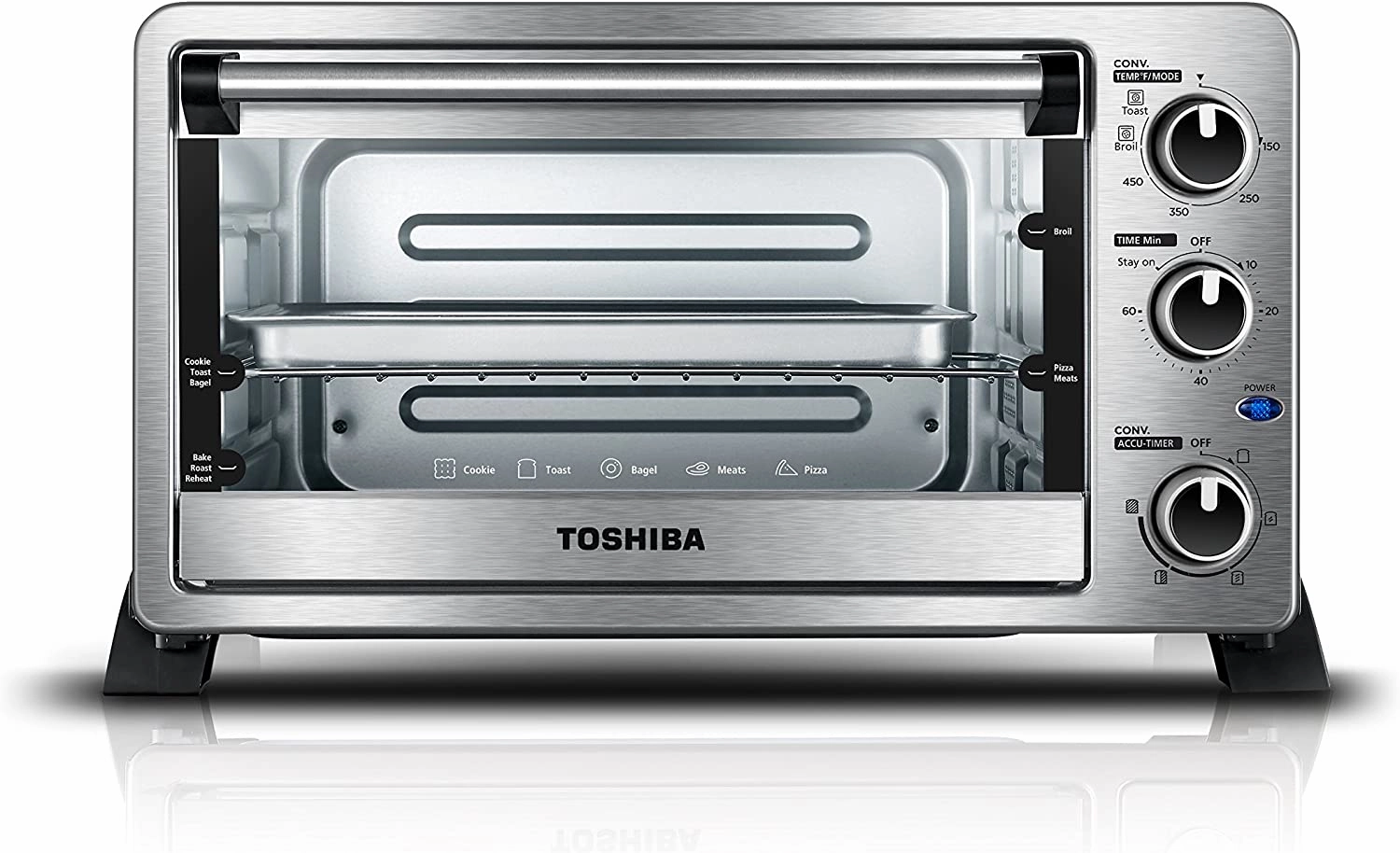 Toshiba MC25CEY-SS 6-Slice Convection Toaster Oven. Stainless Steel